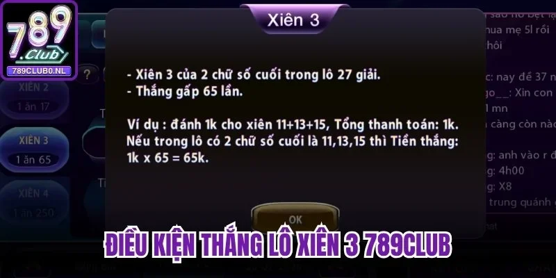 Điều kiện thắng lô xiên 3 789Club