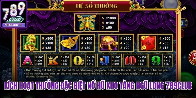 Kích hoạt thưởng đặc biệt nổ hũ kho tàng ngũ long 789club